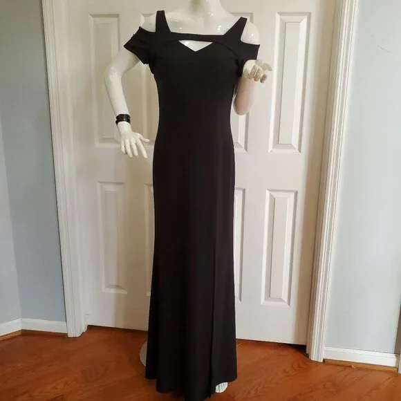 NW Nightway Side Slit Long Black Formal Prom Dress Size 10 - Picture 4 of 8